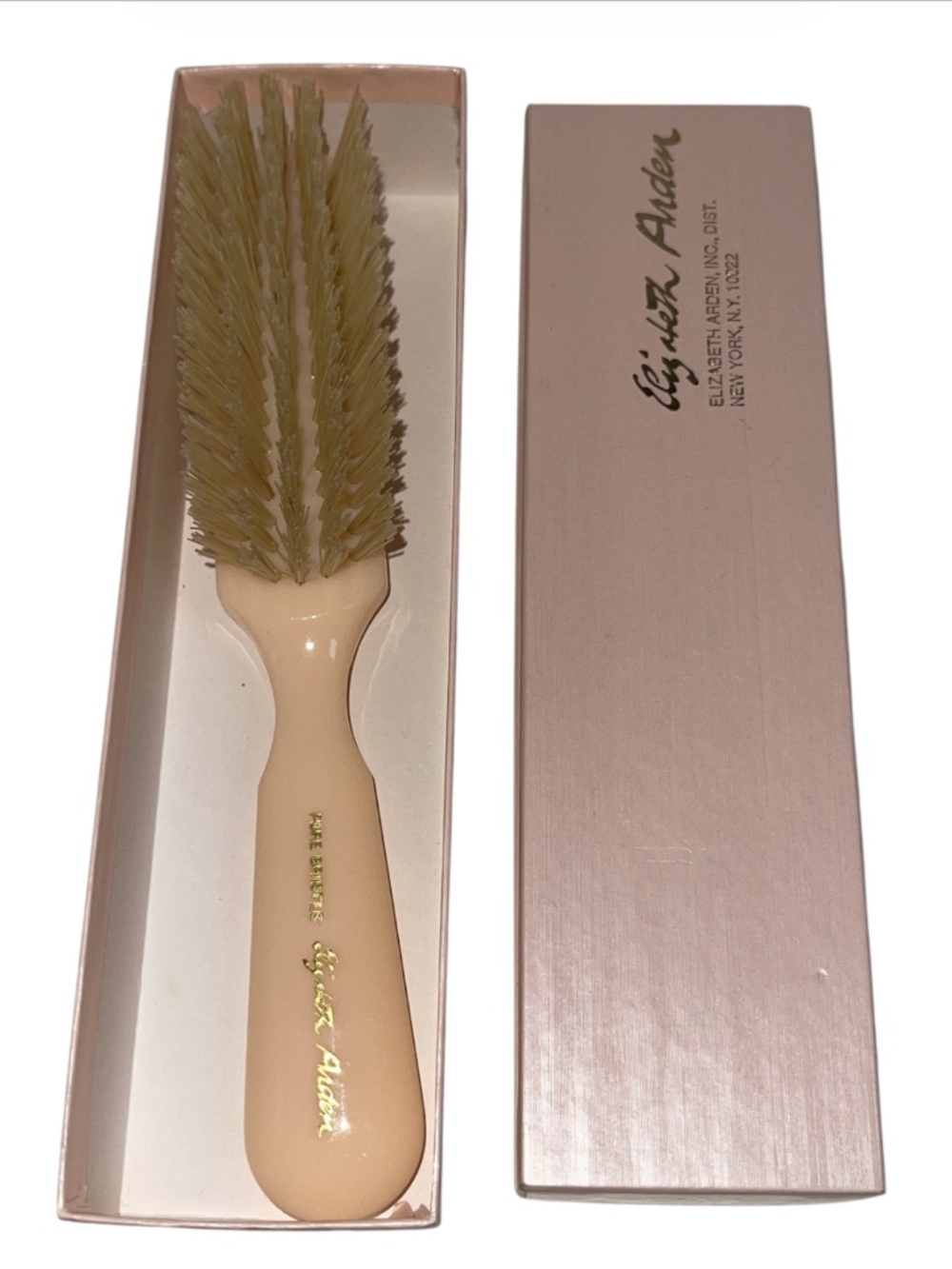 Vintage Elizabeth Arden Pure Bristle Hair Brush Pink Handle 9” New in Open Box